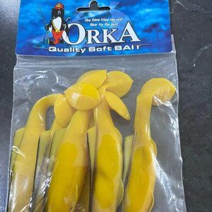 PACK OF ORKA SOFT LURES/PACK OF SIX (6) ORKA QUALITY SOFT BAITS YELLOW